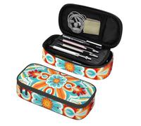 Mexpekil Boho Bright Floral Pencil Case for Girls Boys with Compartments Large Pen Organizer Bag Zipper Multi-Use Pouch for School Supplies, Makeup Cosmetics, Kids, Adults