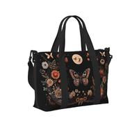 Mexpekil Boho Butterfly Flowers Moon Travel Duffel Bag Waterproof Sports Gym Bag Large Weekend Overnight Bags for Women Men Foldable Carry On Luggage Tote Bag for Flight
