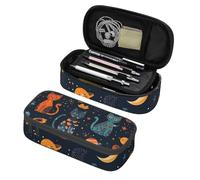 Mexpekil Boho Cat Moon Space Pencil Case for Girls Boys with Compartments Large Pen Organizer Bag Zipper Multi-Use Pouch for School Supplies, Makeup Cosmetics, Kids, Adults