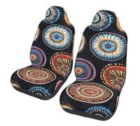 Mexpekil Boho Circle Pattern 2PCS Car Seat Covers Universal Car Seat Protector Full Wrap Cars Interior Accessories for Men Women