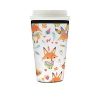 Mexpekil Boho Ethnic Fox Reusable Iced Coffee Sleeve for Hot Cold Drinks, Insulated Neoprene Beverages Sleeves Cup Cover, Fits 16-18 oz