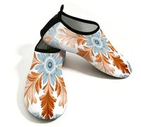 Mexpekil Boho Floral Pattern Art Beach Water Shoes Women Men Non-Slip Barefoot Swim Shoes Quick Dry Aqua Socks Breathable Water Socks for Pool Surf (6-6.5)