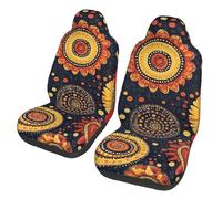 Mexpekil Boho Flowers Circle 2PCS Car Seat Covers Universal Car Seat Protector Full Wrap Cars Interior Accessories for Men Women