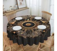 Mexpekil Boho Magic Round Tablecloth 150cm Wipe Clean Table Cloth Waterproof Stain Resistant Table Protector Decoration Table Cover for Indoor Outdoor