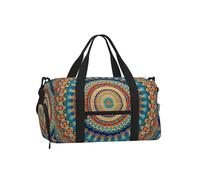 Mexpekil Boho Mandala Floral Art Gym Bag with Shoe Compartment Waterproof Duffel Bag Large Overnight Weekend Bags Travel Holdall for Women Men Teens