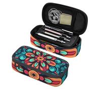 Mexpekil Boho Mandala Floral Pencil Case for Girls Boys with Compartments Large Pen Organizer Bag Zipper Multi-Use Pouch for School Supplies, Makeup Cosmetics, Kids, Adults