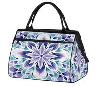 Mexpekil Boho Purple Floral Travel Duffel Bag Waterproof Gym Bag Carry On Weekend Overnight Bags Large Hand Luggage Tote Bags for Women Men Kids