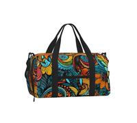 Mexpekil Boho Tribal Pattern Art Gym Bag with Shoe Compartment Waterproof Duffel Bag Large Overnight Weekend Bags Travel Holdall for Women Men Teens