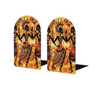 Mexpekil Book Ends Dancing African Black Women Ethnic Wood Bookends For Shelves Non-Slip Bookends Support 2 Pcs Heavy Duty Book Stopper Holder For Office Library School Kids Room