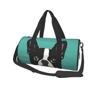 Mexpekil Boston Terrier Foldable Gym Bag Carry On Travel Duffle Bags Waterproof Woman Men Hand Luggage Bag Large Weekend Overnight Bags for Sports Dance with Removable Strap