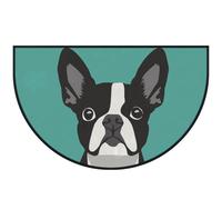 Mexpekil Boston Terrier Half Moon Door Mat Indoor Outdoor Non Slip Area Rug Washable Half Circle Floor Mat Absorbent Dirt Trapper Half Round Rugs 100x160cm