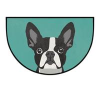 Mexpekil Boston Terrier Half Moon Door Mat Indoor Outdoor Non Slip Floor Mat Washable Half Circle Doormats Absorbent Dirt Trapper Half Round Rugs for Entrance 61x91cm