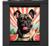 Mexpekil Boxer Watermelon Dishwasher Magnet Cover 21x26Inch Decorative Dish Washer Sticker for Front Door Waterproof Kitchen Appliance Panel Magnetic Decal