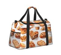 Mexpekil Bread Food Pattern Duffel Bag Large Carry On Hand Luggage Bags Waterproof Weekender Bags Foldable Tote Bag for Travel Sports Gym Dance