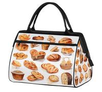 Mexpekil Bread Food Pattern Travel Duffel Bag Waterproof Gym Bag Carry On Weekend Overnight Bags Large Hand Luggage Tote Bags for Women Men Kids