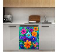 Mexpekil Bright Colorful Flowers Dishwasher Magnet Cover 21x26Inch Decorative Dish Washer Sticker for Front Door Waterproof Kitchen Appliance Panel Magnetic Decal