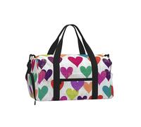 Mexpekil Bright Colorful Hearts Gym Bag with Shoe Compartment Waterproof Duffel Bag Large Overnight Weekend Bags Travel Holdall for Women Men Teens