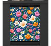 Mexpekil Bright Colorful Spring Flowers Dishwasher Magnet Cover 21x26Inch Decorative Dish Washer Sticker for Front Door Waterproof Kitchen Appliance Panel Magnetic Decal