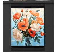 Mexpekil Bright Flowers Dishwasher Magnet Cover 21x26Inch Decorative Dish Washer Sticker for Front Door Waterproof Kitchen Appliance Panel Magnetic Decal