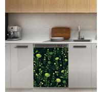 Mexpekil Bright Green Plants Dishwasher Magnet Cover 21x26Inch Decorative Dish Washer Sticker for Front Door Waterproof Kitchen Appliance Panel Magnetic Decal