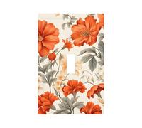 Mexpekil Bright Orange Flowers Leaf Light Switch Cover 1 Gang Single Toggle Outlet Cover Decorative Wall Plate for Home Office