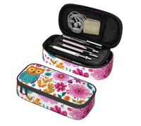 Mexpekil Bright Pink Owls Flowers Pencil Case for Girls Boys with Compartments Large Pen Organizer Bag Zipper Multi-Use Pouch for School Supplies, Makeup Cosmetics, Kids, Adults