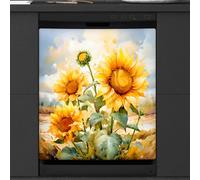 Mexpekil Bright Sunflowers Dishwasher Magnet Cover 21x26Inch Decorative Dish Washer Sticker for Front Door Waterproof Kitchen Appliance Panel Magnetic Decal