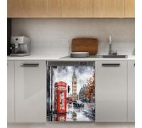 Mexpekil British Street Scenery Dishwasher Magnet Cover 21x26Inch Decorative Dish Washer Sticker for Front Door Waterproof Kitchen Appliance Panel Magnetic Decal