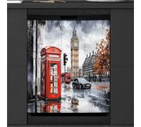 Mexpekil British Street Scenery Dishwasher Magnet Cover 21x26Inch Decorative Dish Washer Sticker for Front Door Waterproof Kitchen Appliance Panel Magnetic Decal