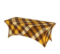 Mexpekil Brown Yellow Gingham Pattern Rectangle Table Cloth 6ft