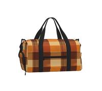 Mexpekil Buffalo Check Orange Gym Bag with Shoe Compartment Waterproof Duffel Bag Large Overnight Weekend Bags Travel Holdall for Women Men Teens