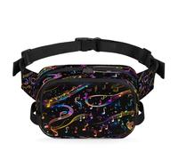 Mexpekil Bum Bag for Men Women Lightweight Water Resistant Abstract Crooked Musical Note Waist Bag with Adjustable Belt Crossbody Fanny Pack for Travel Hiking Dog Walking Outdoor Sport