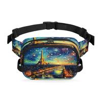 Mexpekil Bum Bag for Men Women Lightweight Water Resistant Eiffel Tower Galaxy Art Apinting Waist Bag with Adjustable Belt Crossbody Fanny Pack for Travel Hiking Dog Walking Outdoor Sport