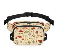 Mexpekil Bum Bag for Men Women Lightweight Water Resistant Vintage Floral Botanical Pattern Waist Bag with Adjustable Belt Crossbody Fanny Pack for Travel Hiking Dog Walking Outdoor Sport