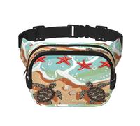 Mexpekil Bumbag Beach Sea Turtle Starfish Fanny Pack Women Men Waterproof Fashion Waist Packs with Adjustable Strap Crossbody Belt Bag for Running Hiking