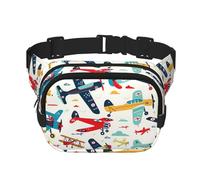 Mexpekil Bumbag Cartoon Colorful Airplane Aircraft Fanny Pack Women Men Waterproof Fashion Waist Packs with Adjustable Strap Crossbody Belt Bag for Running Hiking