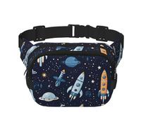 Mexpekil Bumbag Cartoon Rockets Space Planets Fanny Pack Women Men Waterproof Fashion Waist Packs with Adjustable Strap Crossbody Belt Bag for Running Hiking
