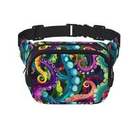 Mexpekil Bumbag Colorful Ocean Animal Octopus Tentacles Fanny Pack Women Men Waterproof Fashion Waist Packs with Adjustable Strap Crossbody Belt Bag for Running Hiking