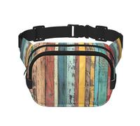 Mexpekil Bumbag Colorful Vintage Rustic Wooden Texture Fanny Pack Women Men Waterproof Fashion Waist Packs with Adjustable Strap Crossbody Belt Bag for Running Hiking