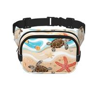 Mexpekil Bumbag Cute Ocean Beach Turtle Starfish Fanny Pack Women Men Waterproof Fashion Waist Packs with Adjustable Strap Crossbody Belt Bag for Running Hiking