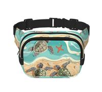 Mexpekil Bumbag Cute Ocean Sea Turtle Starfish Fanny Pack Women Men Waterproof Fashion Waist Packs with Adjustable Strap Crossbody Belt Bag for Running Hiking
