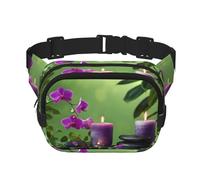Mexpekil Bumbag Japanese Zen Orchid Candles Fanny Pack Women Men Waterproof Fashion Waist Packs with Adjustable Strap Crossbody Belt Bag for Running Hiking