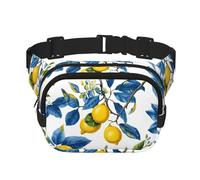 Mexpekil Bumbag Summer Lemon Blue Leaves Fanny Pack Women Men Waterproof Fashion Waist Packs with Adjustable Strap Crossbody Belt Bag for Running Hiking