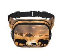 Mexpekil Bumbag Three Elephant Sunset Fanny Pack Women Men Waterproof Fashion Waist Packs with Adjustable Strap Crossbody Belt Bag for Running Hiking