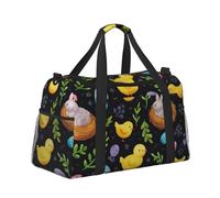 Mexpekil Bunnies Eggs Chicken Duffel Bag Large Carry On Hand Luggage Bags Waterproof Weekender Bags Foldable Tote Bag for Travel Sports Gym Dance