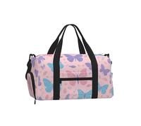 Mexpekil Butterflies Cute Gym Bag with Shoe Compartment Waterproof Duffel Bag Large Overnight Weekend Bags Travel Holdall for Women Men Teens