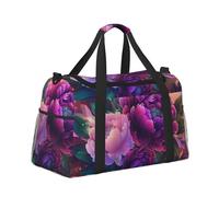 Mexpekil Butterflies Purple Pink Flower Duffel Bag Large Carry On Hand Luggage Bags Waterproof Weekender Bags Foldable Tote Bag for Travel Sports Gym Dance