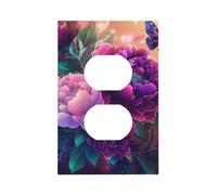 Mexpekil Butterflies Purple Pink Flower Light Switch Cover 1 Gang Single Duplex Outlet Cover Decorative Wall Plate for Home Office