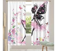 Mexpekil Butterfly Flower Beautiful Girl Voile Curtains 84 Drop Pair, Semi Sheer Curtains for Living Room Bedroom Home Kitchen, 55 inches Wide, 2 Panels