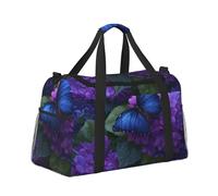 Mexpekil Butterfly Hydrangea Flowers Duffel Bag Large Carry On Hand Luggage Bags Waterproof Weekender Bags Foldable Tote Bag for Travel Sports Gym Dance